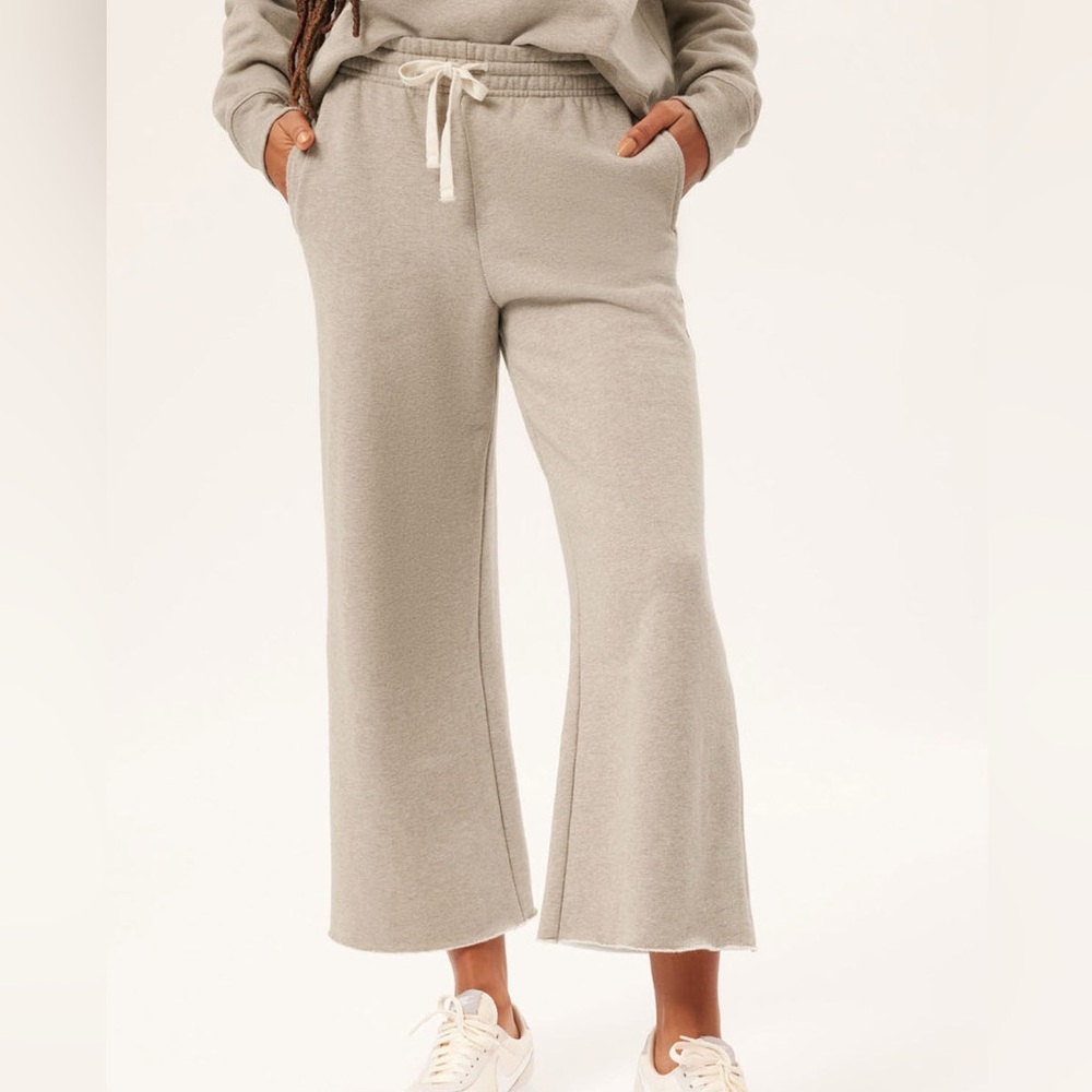 Girlfriend Collective Porcini Heather 50/50 Wide Leg Sweatpants Size XL